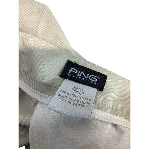Ping Collection Men's Size 36 Flat Front Shorts Flap Pocket Beige Cream Casual - Picture 3 of 3